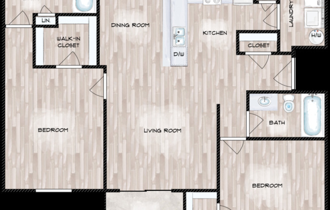 2 beds, 2 baths, 1,084 sqft, $1,600