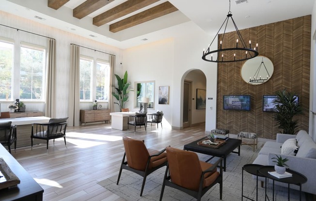 stylish leasing lobby at Capriana at Chino Hills, California