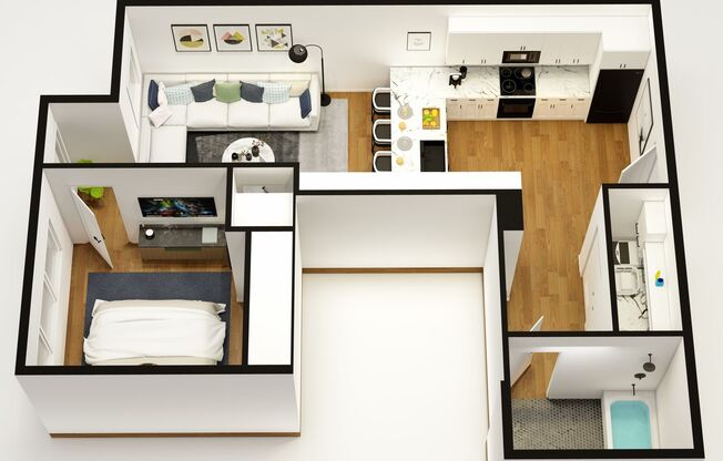 1 bed, 1 bath, 524 sqft, $1,350, Unit 301