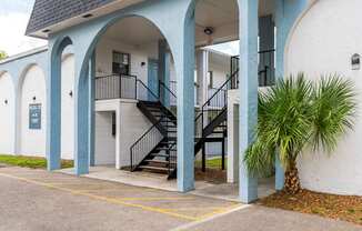 Apartment building exterior at Bella Mar Apartments