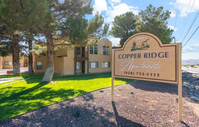 Community Sign at Copper Ridge Apartments in Kingman Arizona