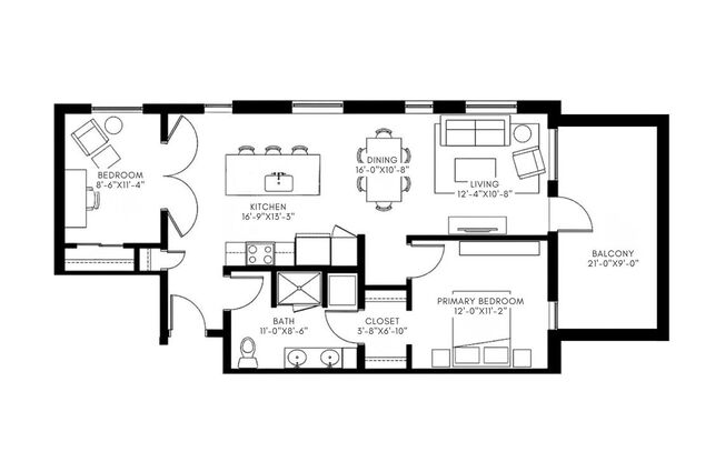 2 beds, 1 bath, 983 sqft, $2,875, Unit 412