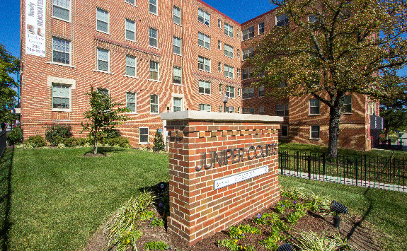 brick monument sign at juniper courts in washington dc