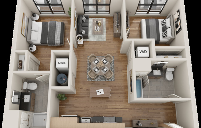 2 beds, 2 baths, 839 sqft, $2,595, Unit 414
