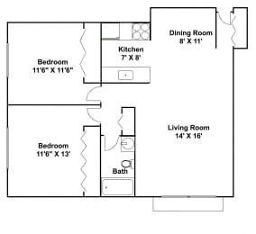 2 beds, 1 bath, 945 sqft, $1,450