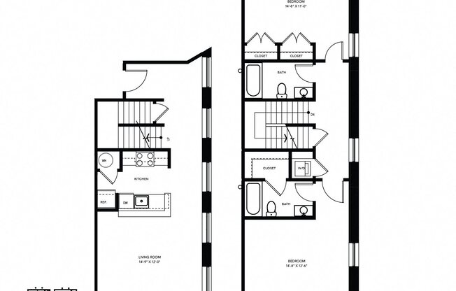 2 beds, 2 baths, 1,054 sqft, $1,526