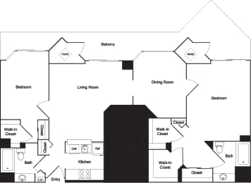2 beds, 2 baths, 1,107 sqft, $3,396