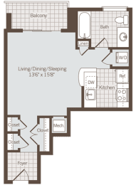 Studio, 1 bath, 471 sqft, $2,074