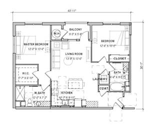 2 beds, 2 baths, 1,123 sqft, $1,832