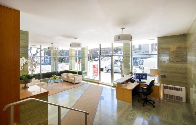 a view of the lobby from the second floor