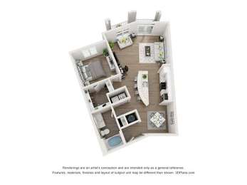 1 bed, 1 bath, 948 sqft, $1,597
