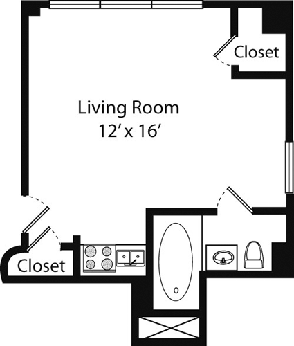 Studio, 1 bath, 342 sqft, $3,178, Unit 14B
