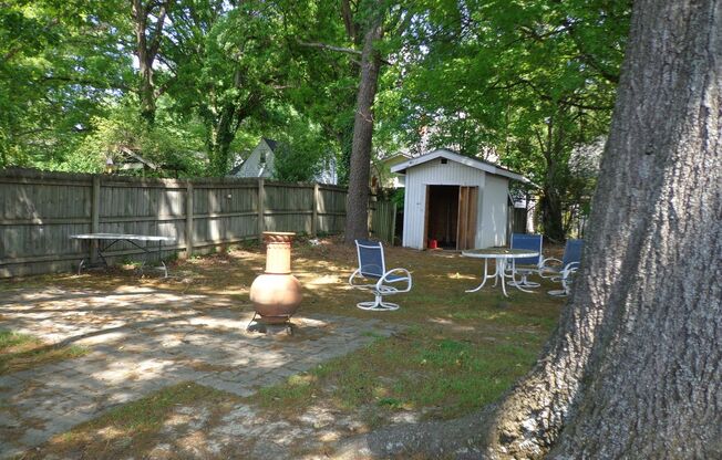 Bungalow style house with large yard!  Storage! Convenient to NCSU!