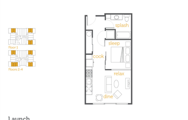1 bed, 1 bath, 498 sqft, $1,650, Unit 414