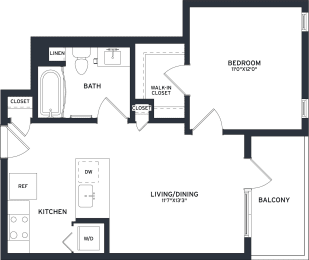 1 bed, 1 bath, 578 sqft, $3,548