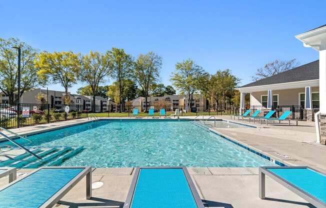 Pool and sundeck with loungers