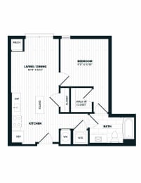 1 bed, 1 bath, 614 sqft, $1,906