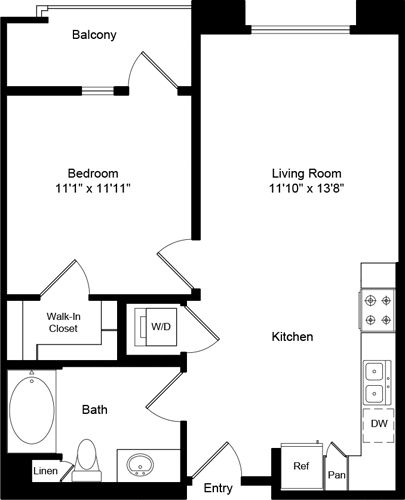 1 bed, 1 bath, 638 sqft, $2,712, Unit 2154