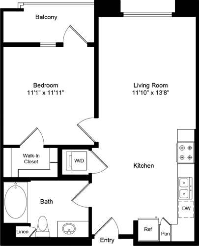 1 bed, 1 bath, 638 sqft, $2,617