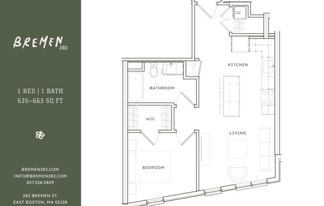1 bed, 1 bath, 633 sqft, $3,075, Unit 335