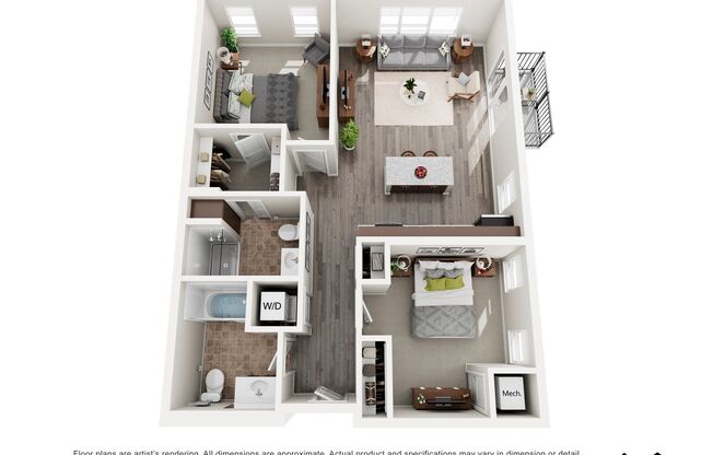 2 beds, 2 baths, 980 sqft, $2,407, Unit 313