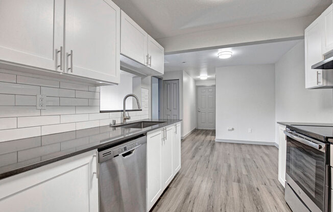 a kitchen with a dishwasher a sink and a stove