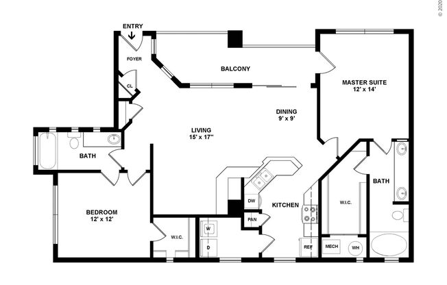 2 beds, 2 baths, 1,178 sqft, $1,729