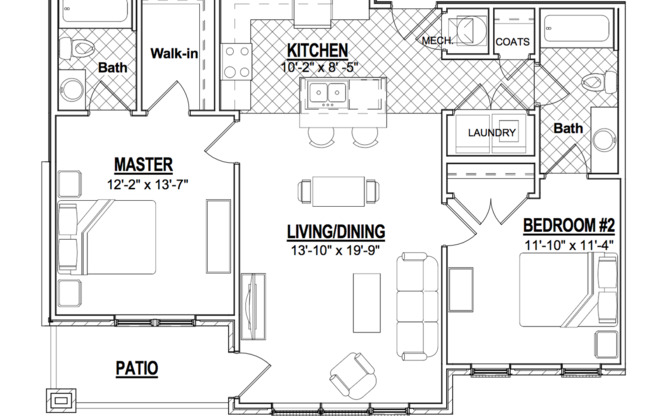 2 beds, 2 baths, 954 sqft, $1,646, Unit 3013-105
