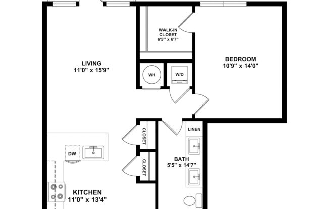 1 bed, 1 bath, 734 sqft, $1,490