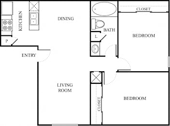 2 beds, 1 bath, 870 sqft, $1,033