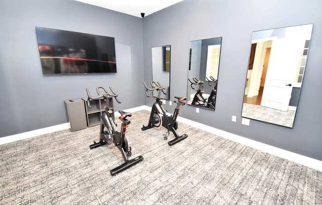 the gym at the enclave at woodbridge apartments in sugar land, tx