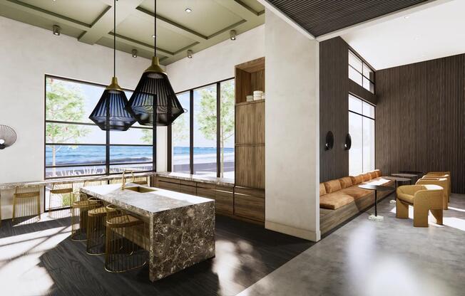 Multi-functional spaces for gathering, coworking, and enjoying beach views in Revere, MA.