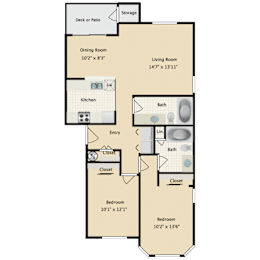 2 beds, 2 baths, 959 sqft, $2,100