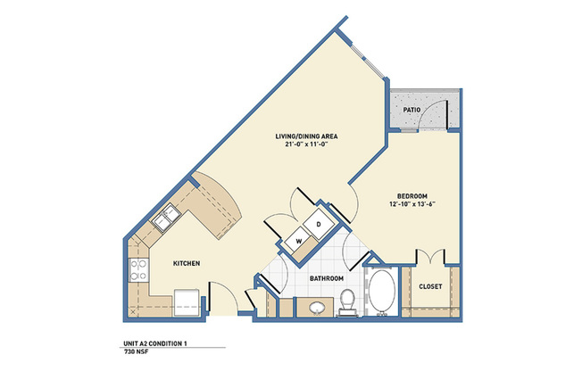 1 bed, 1 bath, 730 sqft, $1,467