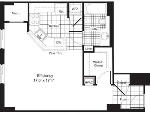 Studio, 1 bath, 586 sqft, $2,412