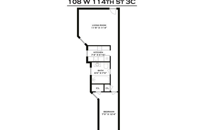 1 bed, 1 bath, $2,200, Unit 3-C