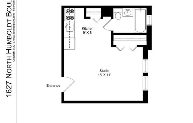Studio, 1 bath, 317 sqft, $1,295, Unit 1E