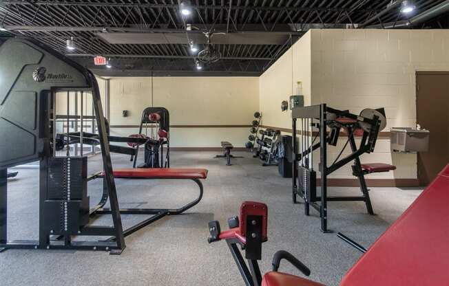 This is a photo of the fitness center at Aspen Village Apartments in Cincinnati, OH.
