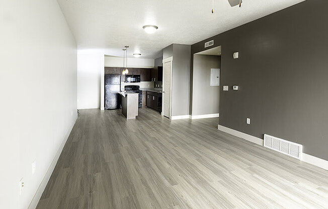 interior photo of a living room with hardwood floors from The Lotus Apartments in Downtown Salt Lake City, Utah