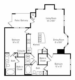 2 beds, 2 baths, 1,161 sqft, $1,419