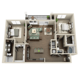 2 beds, 2 baths, 1,328 sqft, $1,458