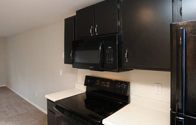 All black appliances in Dayton Apartments