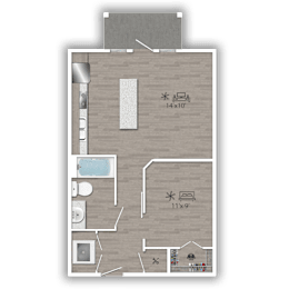 Studio, 1 bath, 620 sqft, $1,540