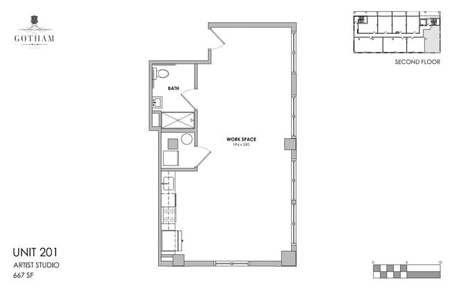 Studio, 1 bath, 398 sqft, $1,850, Unit 201