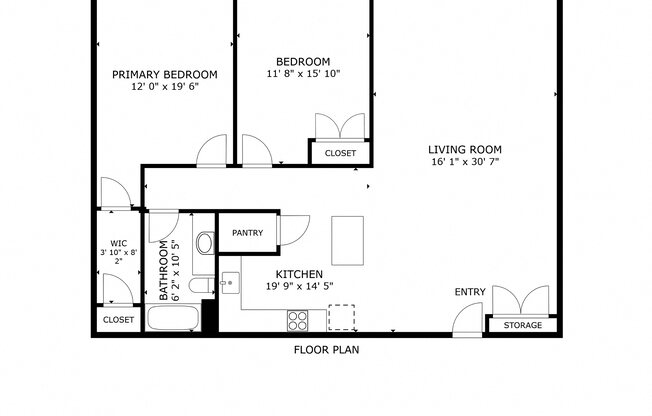 2 beds, 1 bath, 1,244 sqft, $2,650