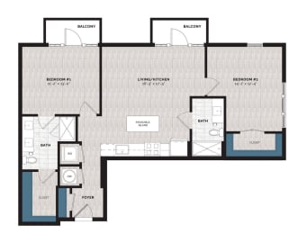 2 beds, 2 baths, 1,049 sqft, $3,580