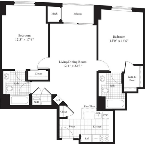 2 beds, 2 baths, 1,015 sqft, $3,983, Unit 1703