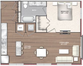 1 bed, 1 bath, 736 sqft, $2,210