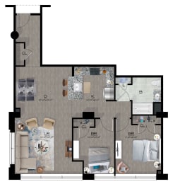 2 beds, 1 bath, 907 sqft, $1,646