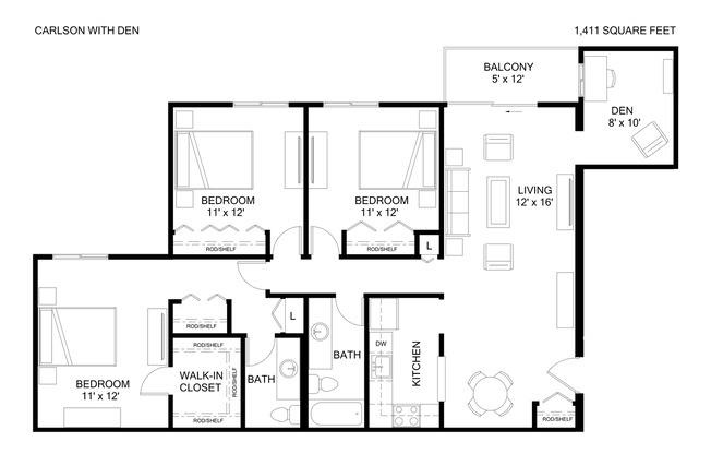 3 beds, 2 baths, 1,411 sqft, $2,245, Unit 82 - 07